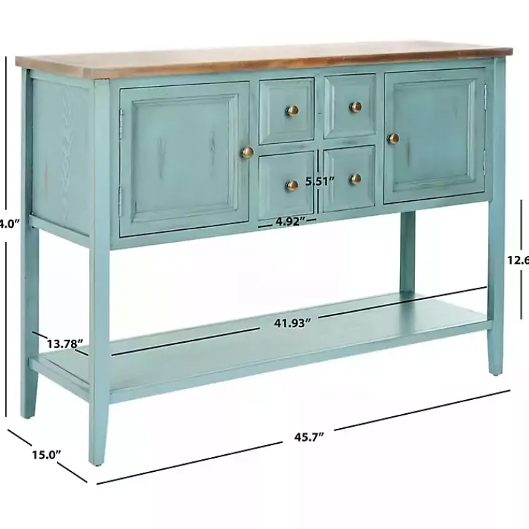 Kirklands Home Console Tables|Wood 2-Door Storage Console Table Blue