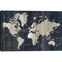 Kirklands Home Framed Art|World Map Canvas Art Print Blue