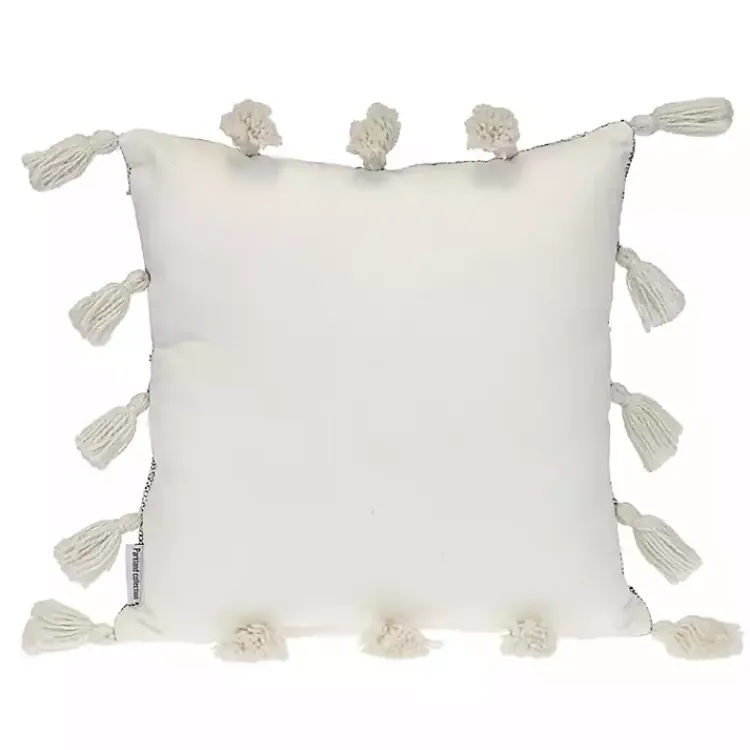 Hot Blue Woven Texture Tassel Pillow Pillows