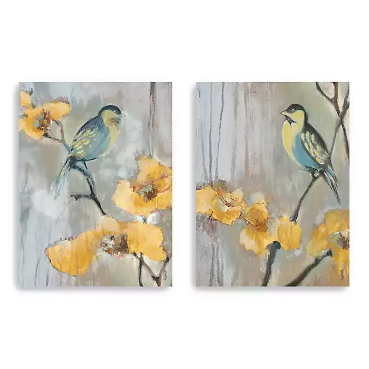 Kirklands Home Canvas Art|Bluebirds and Blossoms Canvas Art Prints, Set of 2