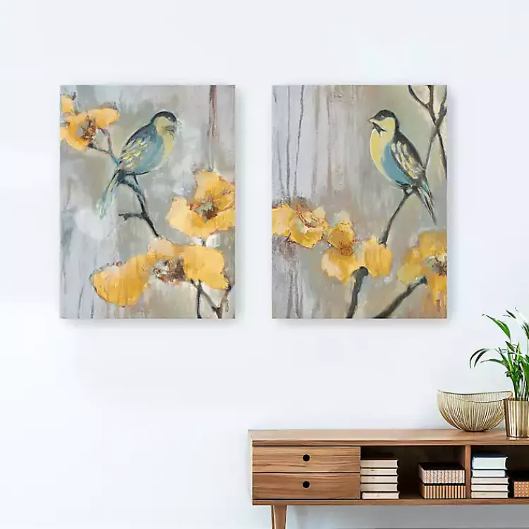 Kirklands Home Canvas Art|Bluebirds and Blossoms Canvas Art Prints, Set of 2