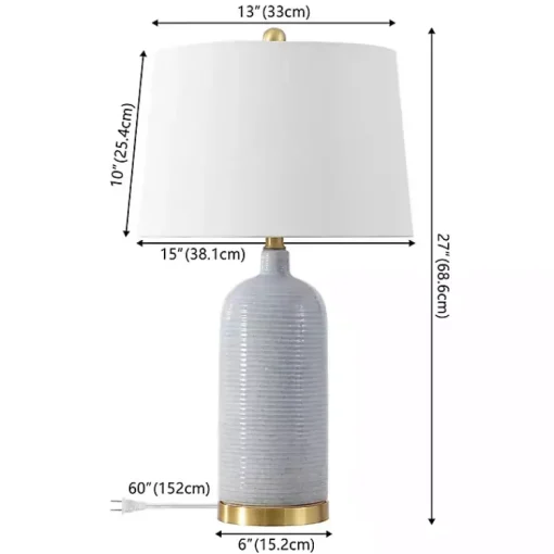 Kirklands Home Table Lamps|Blue-Gray Striations Ceramic Table Lamp White