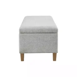 Kirklands Home Benches & Ottomans|Blue-Gray Upholstered Soft-Close Storage Bench