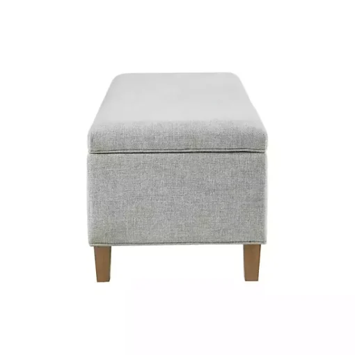 Kirklands Home Benches & Ottomans|Blue-Gray Upholstered Soft-Close Storage Bench
