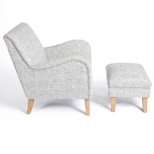 Kirklands Home Accent Chairs|Blue-Grey Houndstooth 2-pc. Chair and Ottoman Set