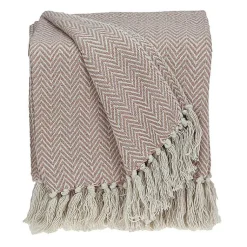 Sale Blush Chevron Cotton Handloomed Tassel Throw Blankets & Throws