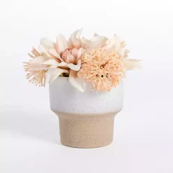 Clearance Blush Dahlia Arrangement in Two-Toned Pot Arrangements & Greenery