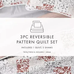 Kirklands Home Quilts|Blush Patchwork Reversible 3-pc. Queen Quilt Set