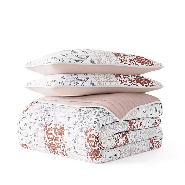 Kirklands Home Quilts|Blush Patchwork Reversible 3-pc. King Quilt Set
