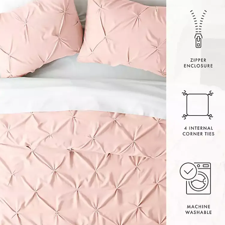 Kirklands Home Duvets|Blush Pinched 2-pc. Twin Duvet Cover Set Pink