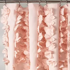Kirklands Home Shower Curtains|Blush Riley Cascading Bows Shower Curtain Pink