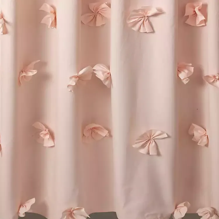 Kirklands Home Shower Curtains|Blush Riley Cascading Bows Shower Curtain Pink