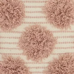 Blush Tufted Pom Poms Throw Pillow Pillows