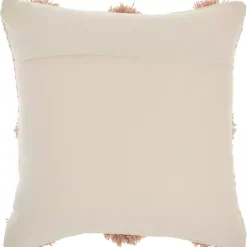 Blush Tufted Pom Poms Throw Pillow Pillows
