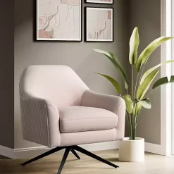 Kirklands Home Accent Chairs|Blush Velvet Swivel Accent Chair Pink