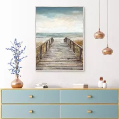 Kirklands Home Canvas Art|Boardwalk To The Beach Framed Canvas Art Print Multi