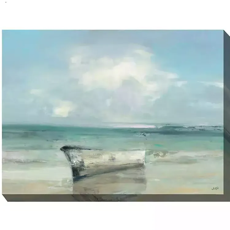 Kirklands Home Outdoor Wall Decor|Boat on Shore Outdoor Canvas Art Print Blue