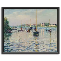 Kirklands Home Canvas Art|Boats at Anchor on Seine Canvas Print, 22x18 in. Blue