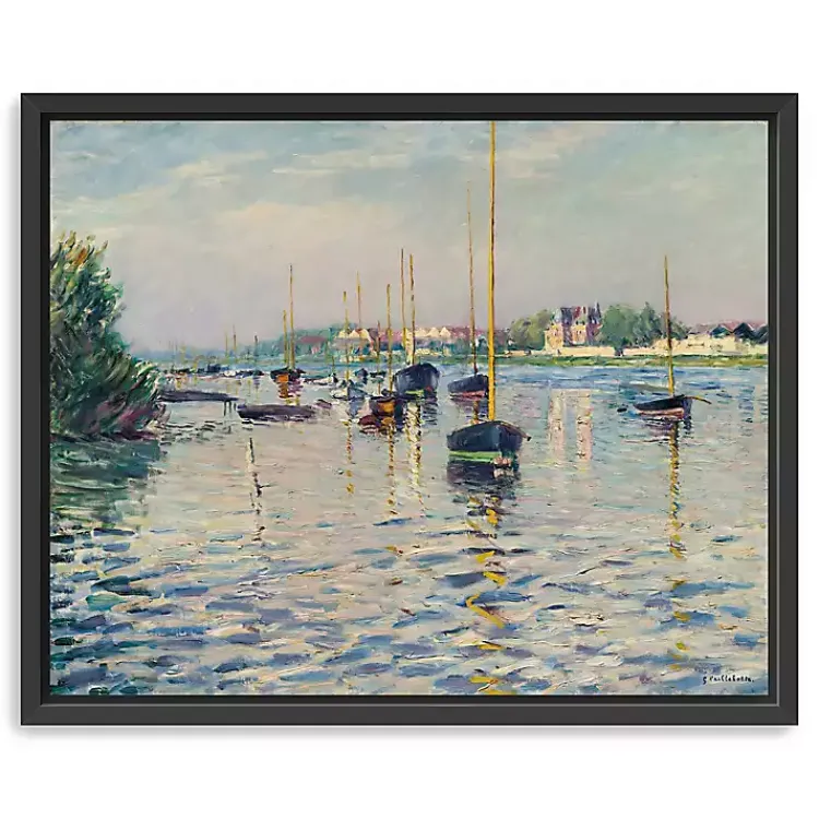 Kirklands Home Canvas Art|Boats at Anchor on Seine Canvas Print, 22x18 in. Blue