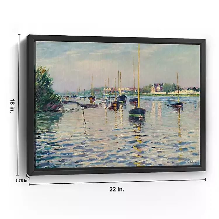 Kirklands Home Canvas Art|Boats at Anchor on Seine Canvas Print, 22x18 in. Blue