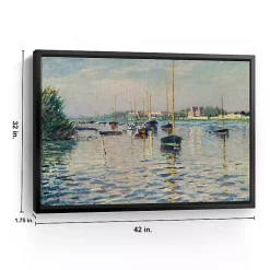 Kirklands Home Canvas Art|Boats at Anchor on Seine Canvas Print, 42x32 in. Blue