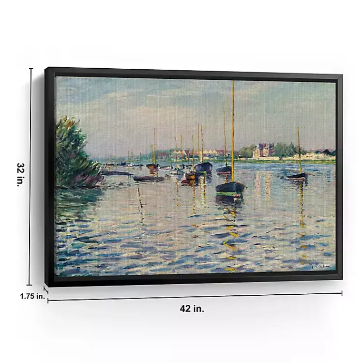 Kirklands Home Canvas Art|Boats at Anchor on Seine Canvas Print, 42x32 in. Blue