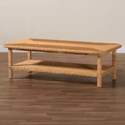 Kirklands Home Coffee Tables|Bohemian Braided Rat Coffee Table Tan