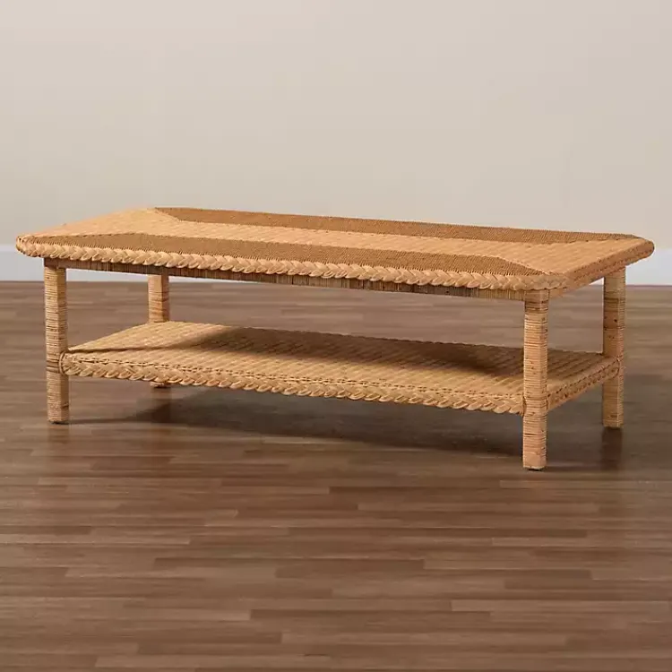 Kirklands Home Coffee Tables|Bohemian Braided Rat Coffee Table Tan