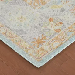 Kirklands Home Area Rugs|Bohemian Gretna Aqua Beige Accent Rug, 2x3