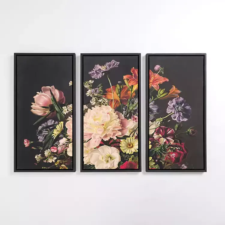 Kirklands Home Canvas Art|Bold Bouquet Framed Art Prints, Set of 3 Multi
