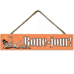 Online Bone-Jour Skeleton Hanging Wall Plaque Halloween