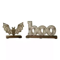 Clearance Boo and Bat Wooden Figurines, Set of 2 Halloween