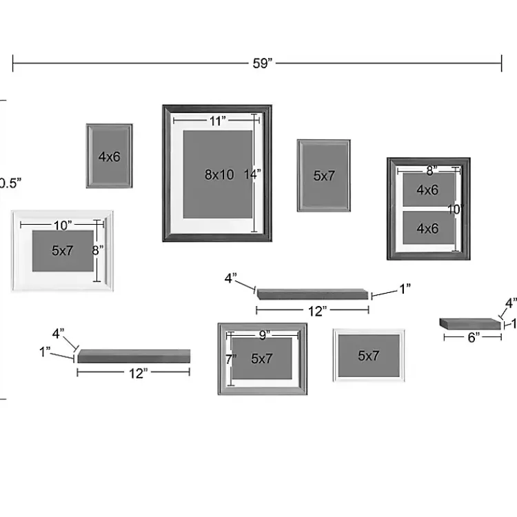 Kirklands Home Gallery Wall Frames|Bordeaux 10-pc. Gallery Wall Frame and Shelf Set