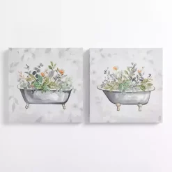 Kirklands Home Canvas Art|Botanical Bathtubs Canvas Art Prints, Set of 2 Gray