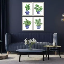 Kirklands Home Framed Art|Botanical Blues Framed Art Prints, Set of 4