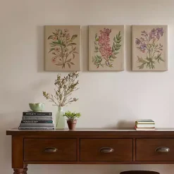Kirklands Home Canvas Art|Botanical Linen Art Prints, Set of 3 Multi