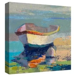 Kirklands Home Canvas Art|Bottle Green Boat Wrapped Canvas Art Print Multi
