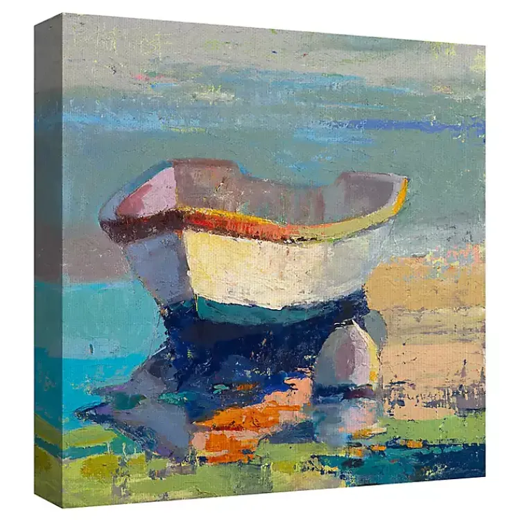 Kirklands Home Canvas Art|Bottle Green Boat Wrapped Canvas Art Print Multi