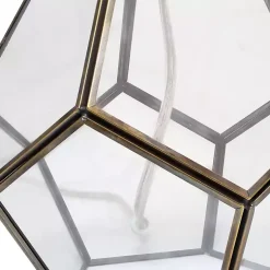Kirklands Home Table Lamps|Brass and Glass Octagon Table Lamp White