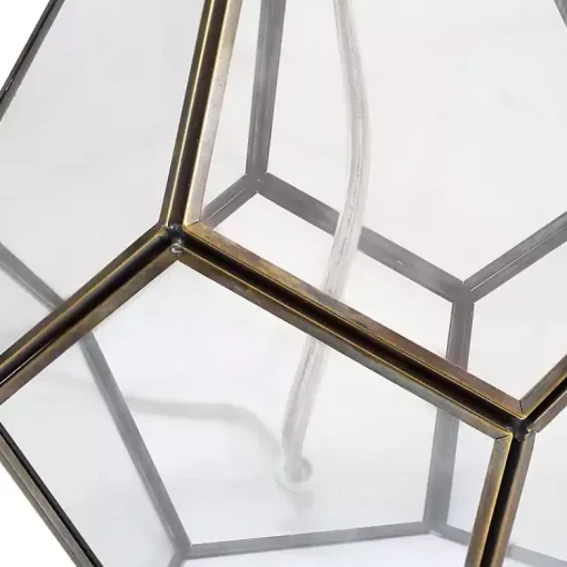 Kirklands Home Table Lamps|Brass and Glass Octagon Table Lamp White