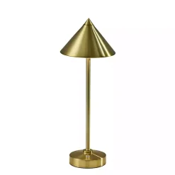 Kirklands Home Outdoor Lighting|Brass Metal Cone Shade Cordless Table Lamp Gold
