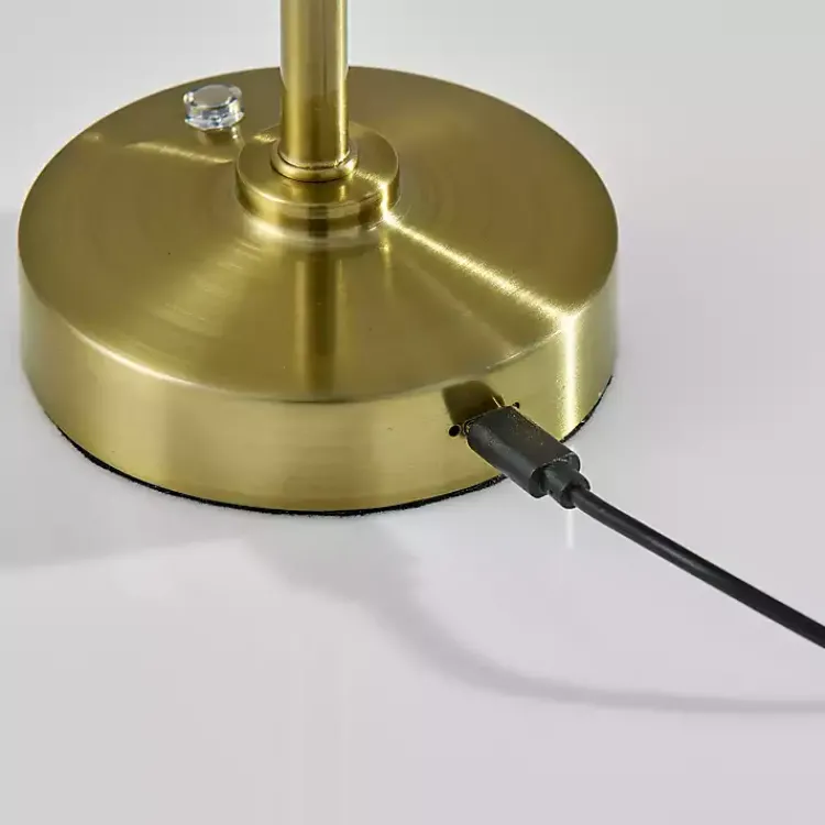 Kirklands Home Outdoor Lighting|Brass Metal Cone Shade Cordless Table Lamp Gold