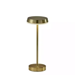 Kirklands Home Outdoor Lighting|Brass Metal Disc Frosted Light Cordless Table Lamp Gold