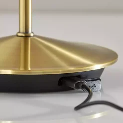 Kirklands Home Outdoor Lighting|Brass Metal Rattan Shade Cordless Table Lamp Gold