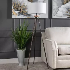 Kirklands Home Floor Lamps|Brass Metal Tripod Floor Lamp White