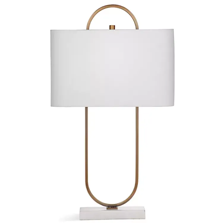 Kirklands Home Table Lamps|Brass Open Oval Table Lamp White