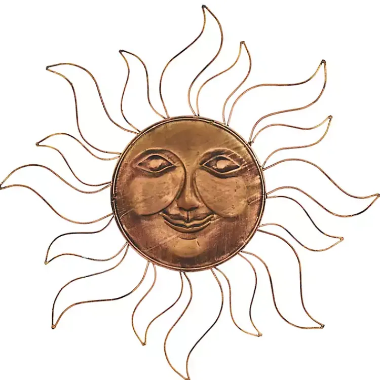 Kirklands Home Outdoor Wall Decor|Brass Sun Metal Outdoor Wall Plaque Brown