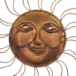 Kirklands Home Outdoor Wall Decor|Brass Sun Metal Outdoor Wall Plaque Brown