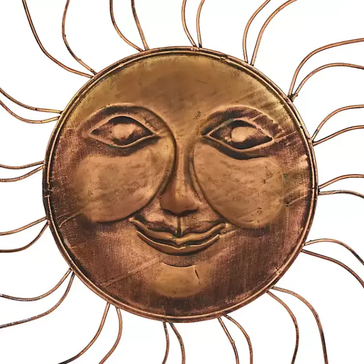 Kirklands Home Outdoor Wall Decor|Brass Sun Metal Outdoor Wall Plaque Brown