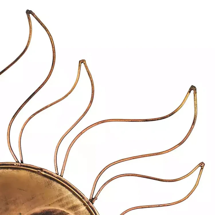 Kirklands Home Outdoor Wall Decor|Brass Sun Metal Outdoor Wall Plaque Brown
